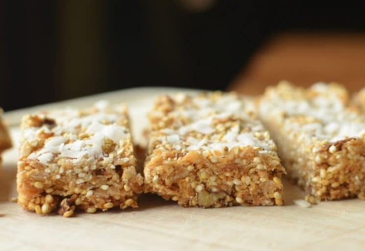 Quinoa Coconut Granola Bar Recipe. Our kids already love granola bars, but once you add quinoa, your kids also get fiber and protein!